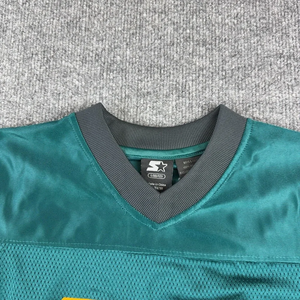 Starter Jersey Shirt Boys 10-12 Green 92 Mesh Football Team Graphic V Neck